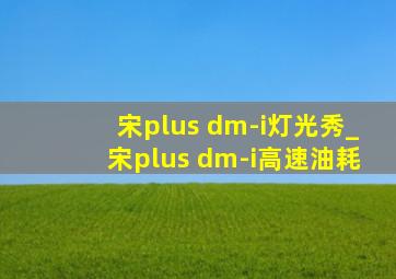 宋plus dm-i灯光秀_宋plus dm-i高速油耗